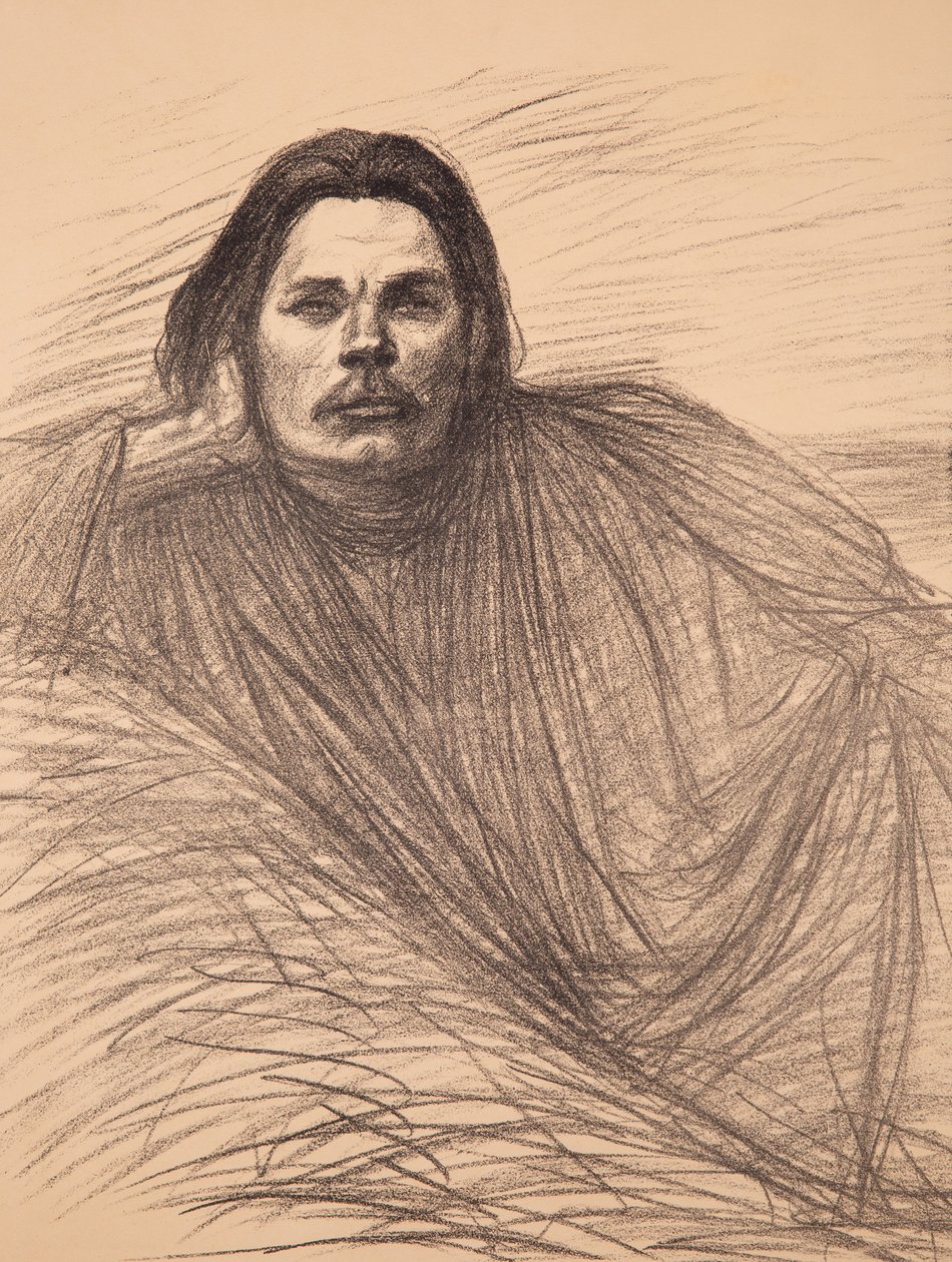 Porträtt av författaren Maxim Gorkij 1868-1939, ca 1894. av Théophile Alexandre Steinlen