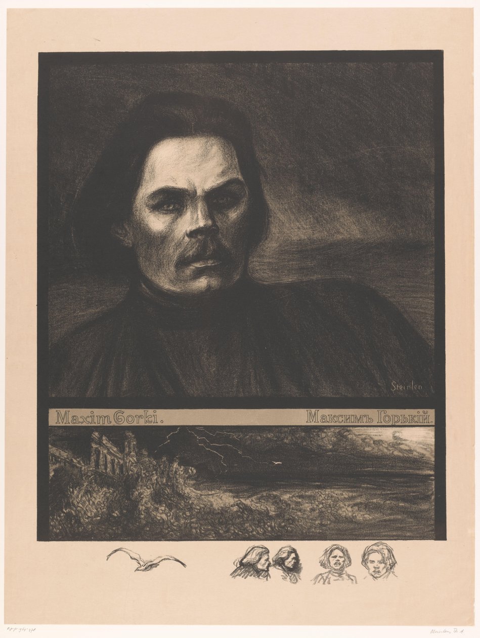 Porträtt av van Maksim Gorky Maxim Gorkij (titel på objekt) av Théophile Alexandre Steinlen