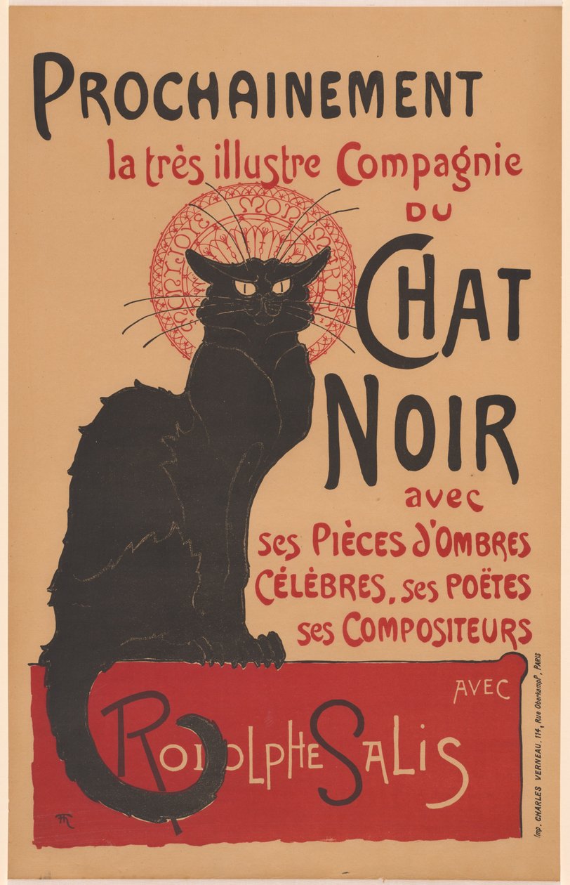 Snart den mycket berömda Compagnie du Chat Noir (affisch för Company of the Black Cat) av Théophile Alexandre Steinlen