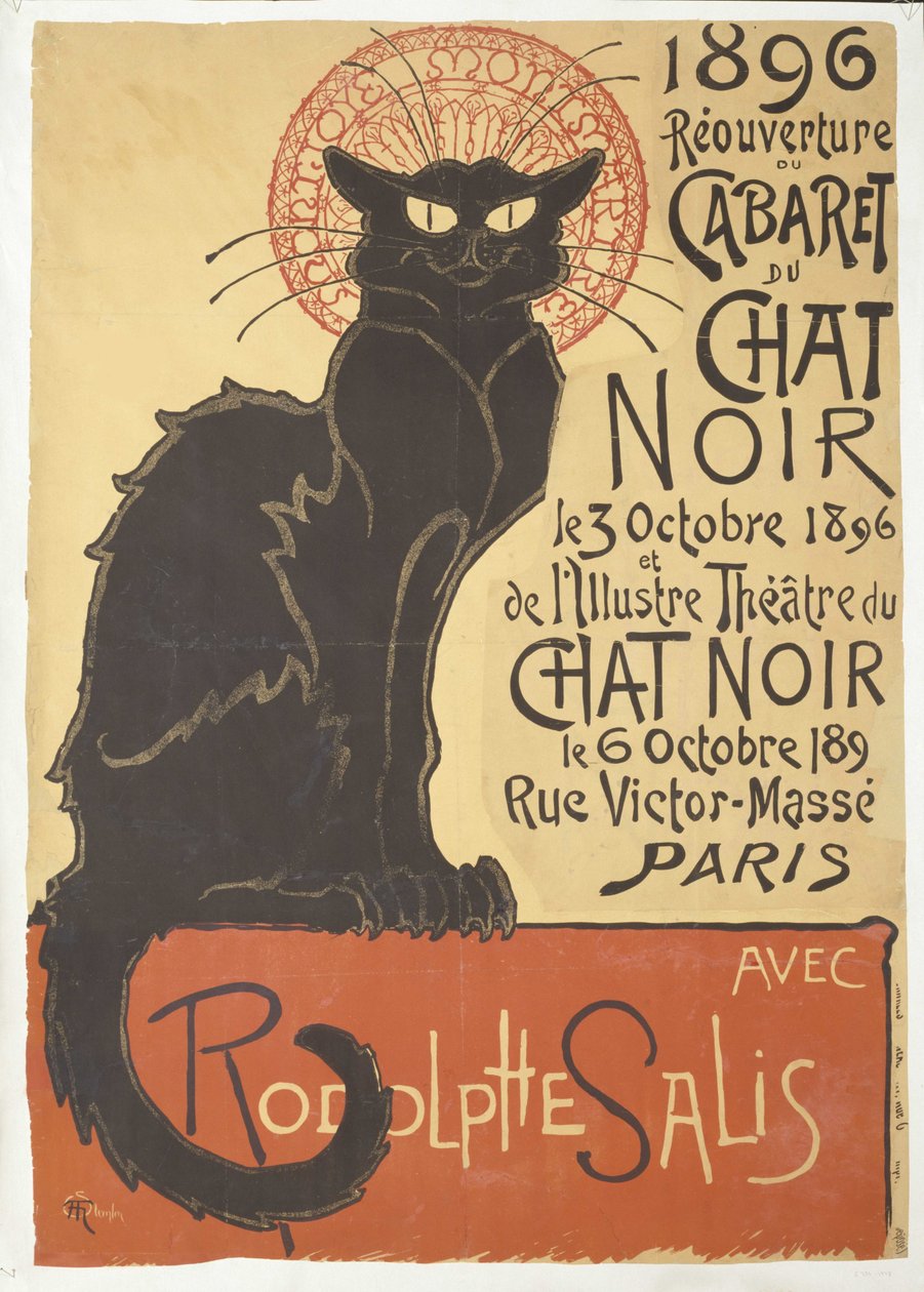 Återöppning av Cabaret du Chat Noir, 1896. av Théophile Alexandre Steinlen