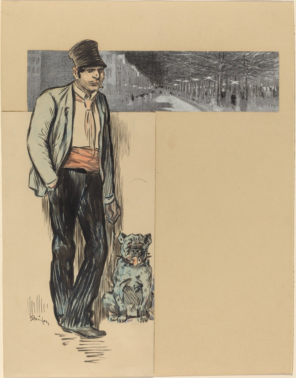 Till byn, sent 1800-tidigt 1900-tal. av Théophile Alexandre Steinlen