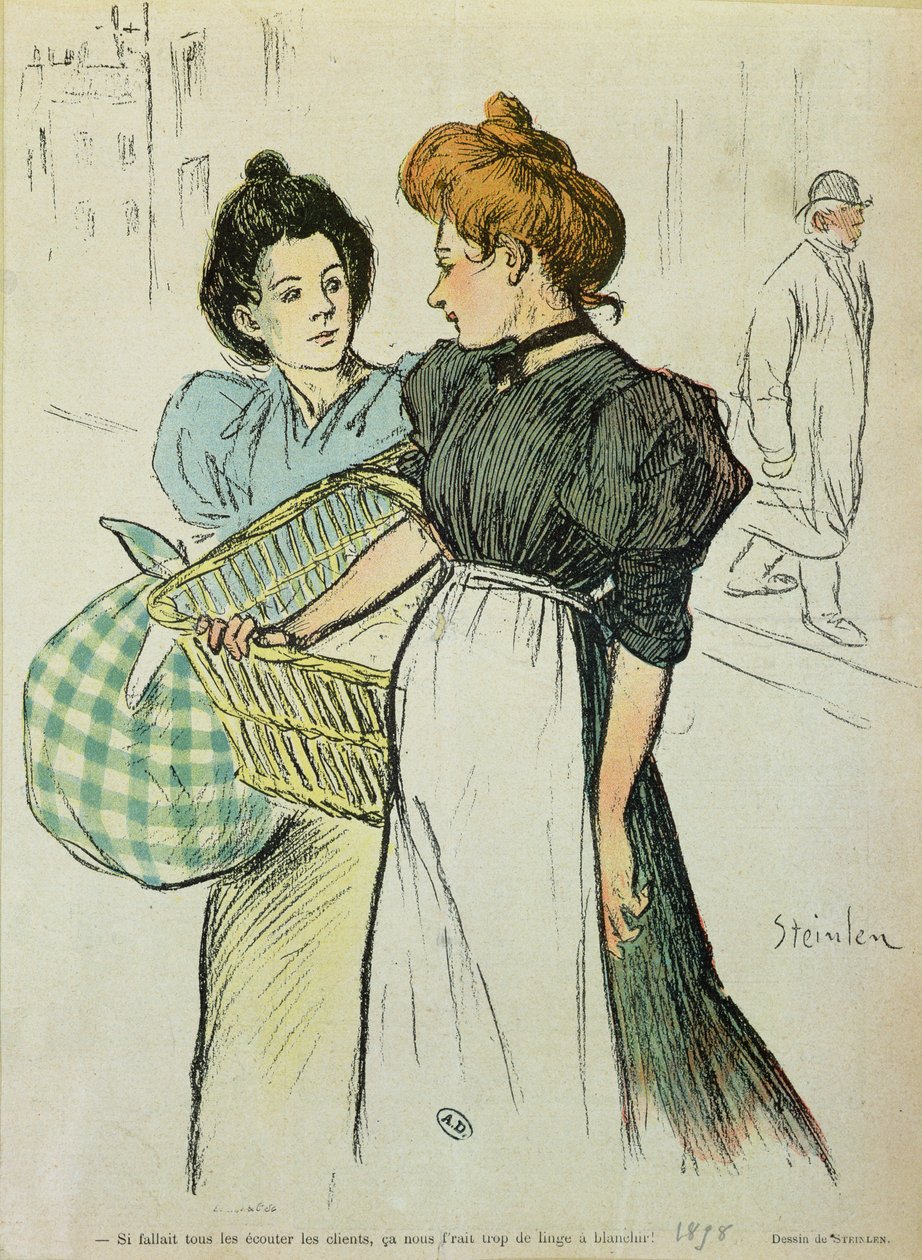 Två tvättkvinnor, 1898 av Théophile Alexandre Steinlen