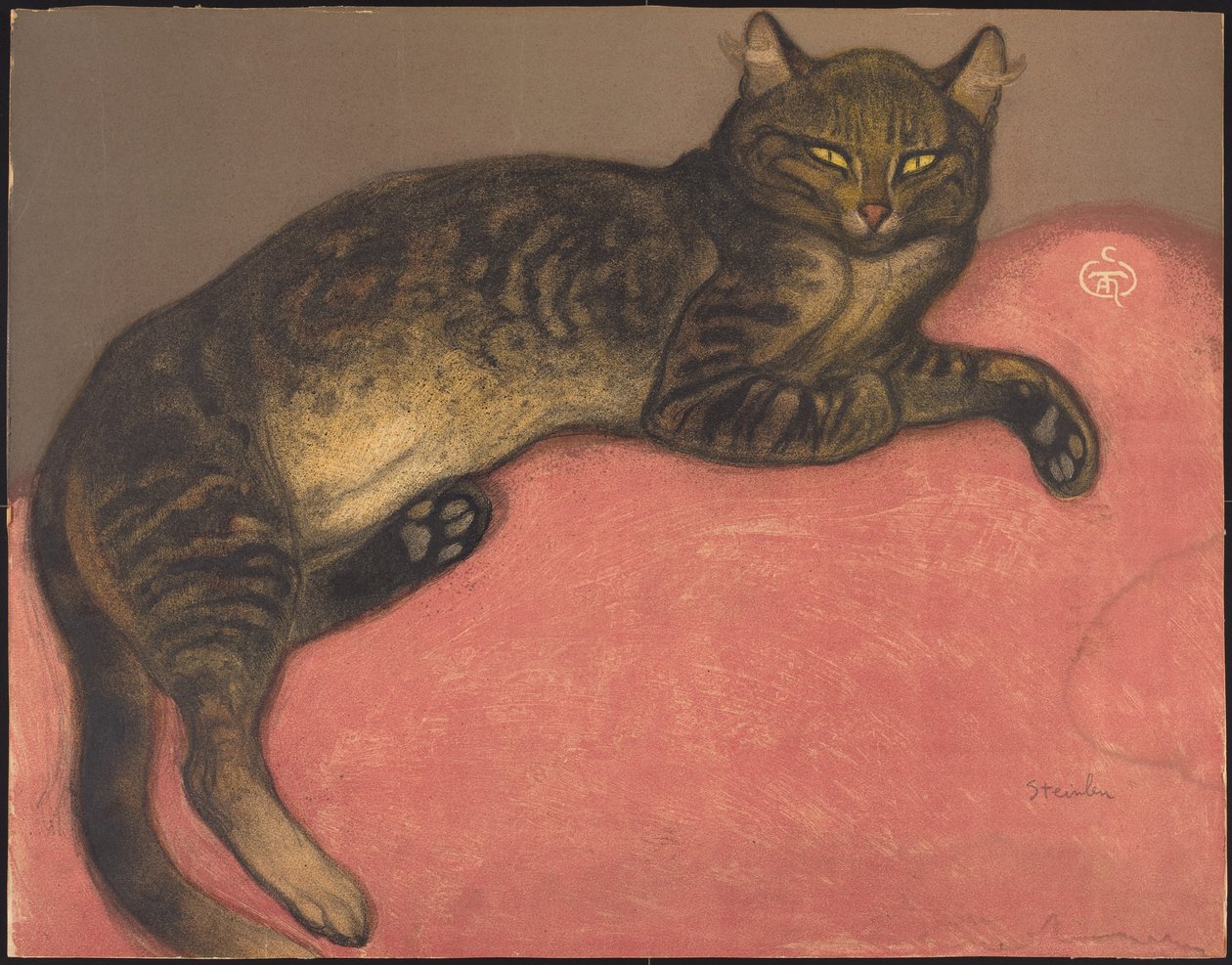 Vinter: Katt på en kudde av Théophile Alexandre Steinlen