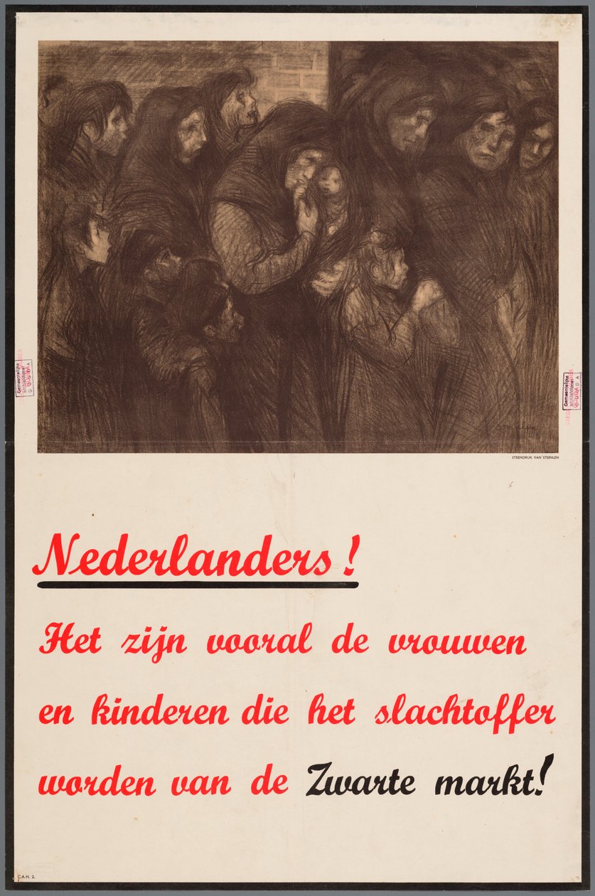 Meddelande till nederländska folket att särskilt kvinnor och barn är offer för den svarta marknaden av Theophile Steinlen