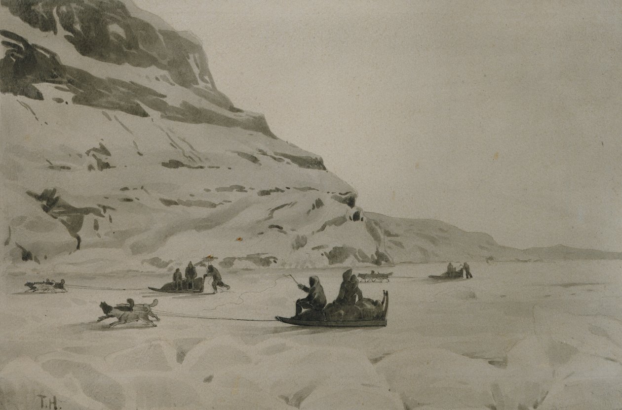Eskimåer (akvarell på papper) av Thorolf Holmboe