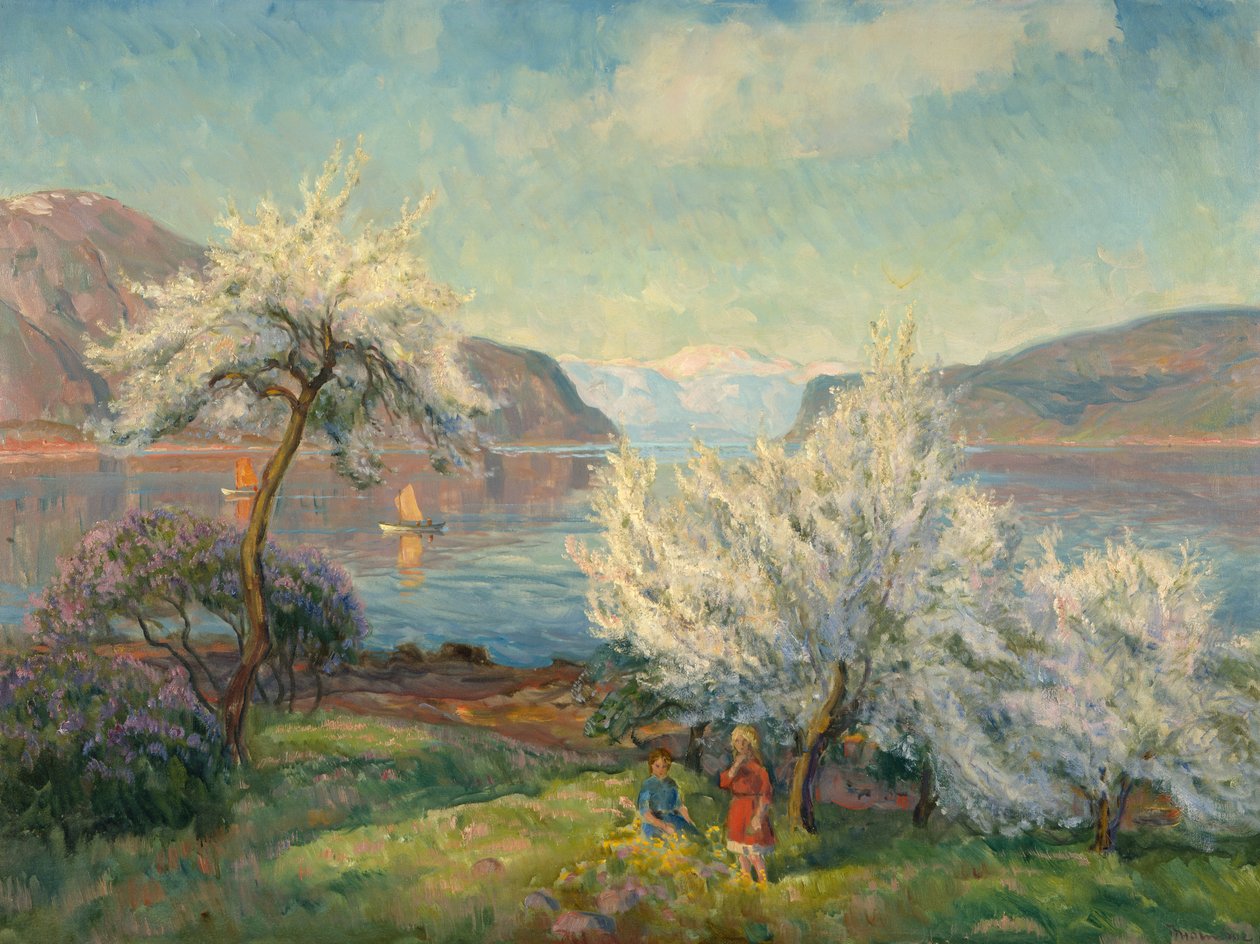 Fjäder (olja på duk) av Thorolf Holmboe