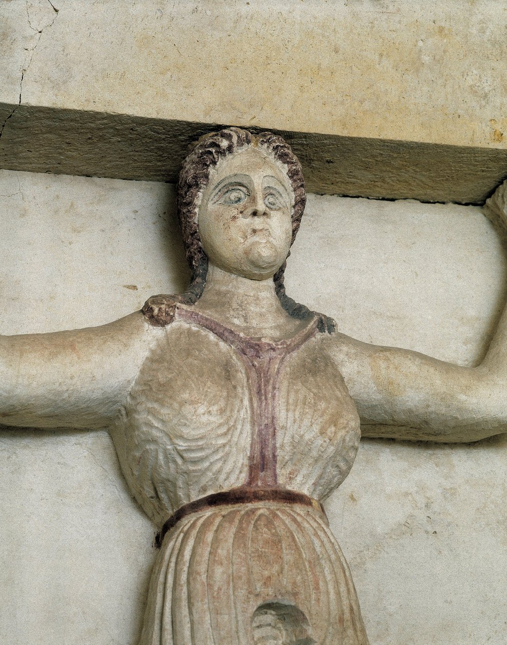 Trakisk grav av Sveshtari, detalj av en staty av kvinna i Atlas, 300-talet f.Kr. (stenskulptur) av Thracian Thracian
