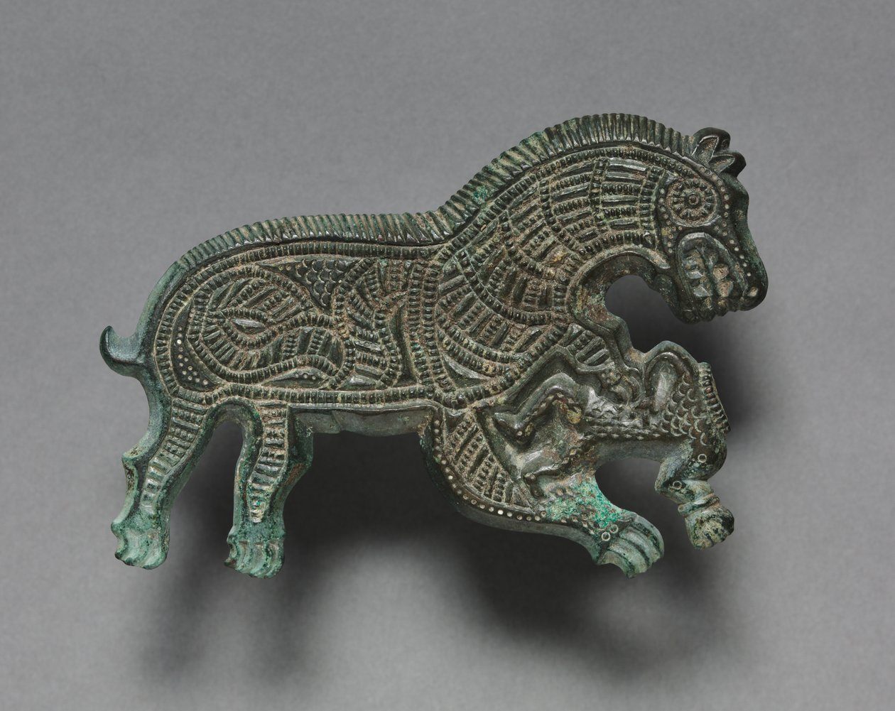 Varg attackerar en man, 400-300 f.Kr. (brons) av Thracian Thracian