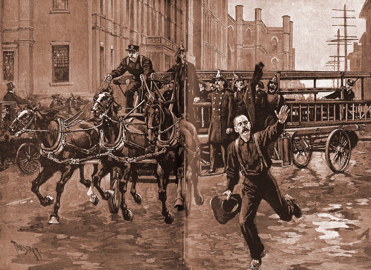 Ett krok- och stegeföretag på 1890-talet, New York, av Thure de Thulstrup