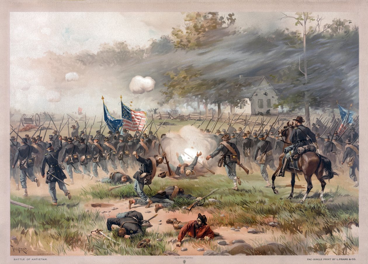 Slaget vid Antietam, pub. 1887 av Thure de Thulstrup