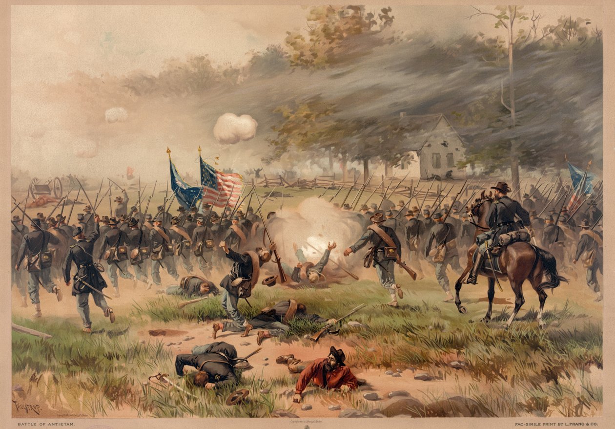 Slaget vid Antietam, pub. L Prang & Co. av Thure de Thulstrup