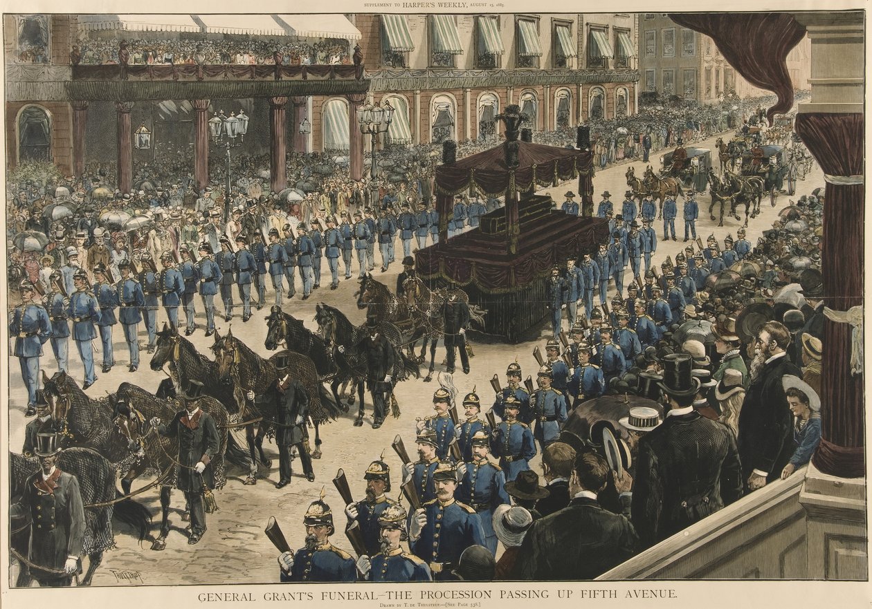 General Grants Funeral - Processionen som passerar Fifth Avenue, från Harper