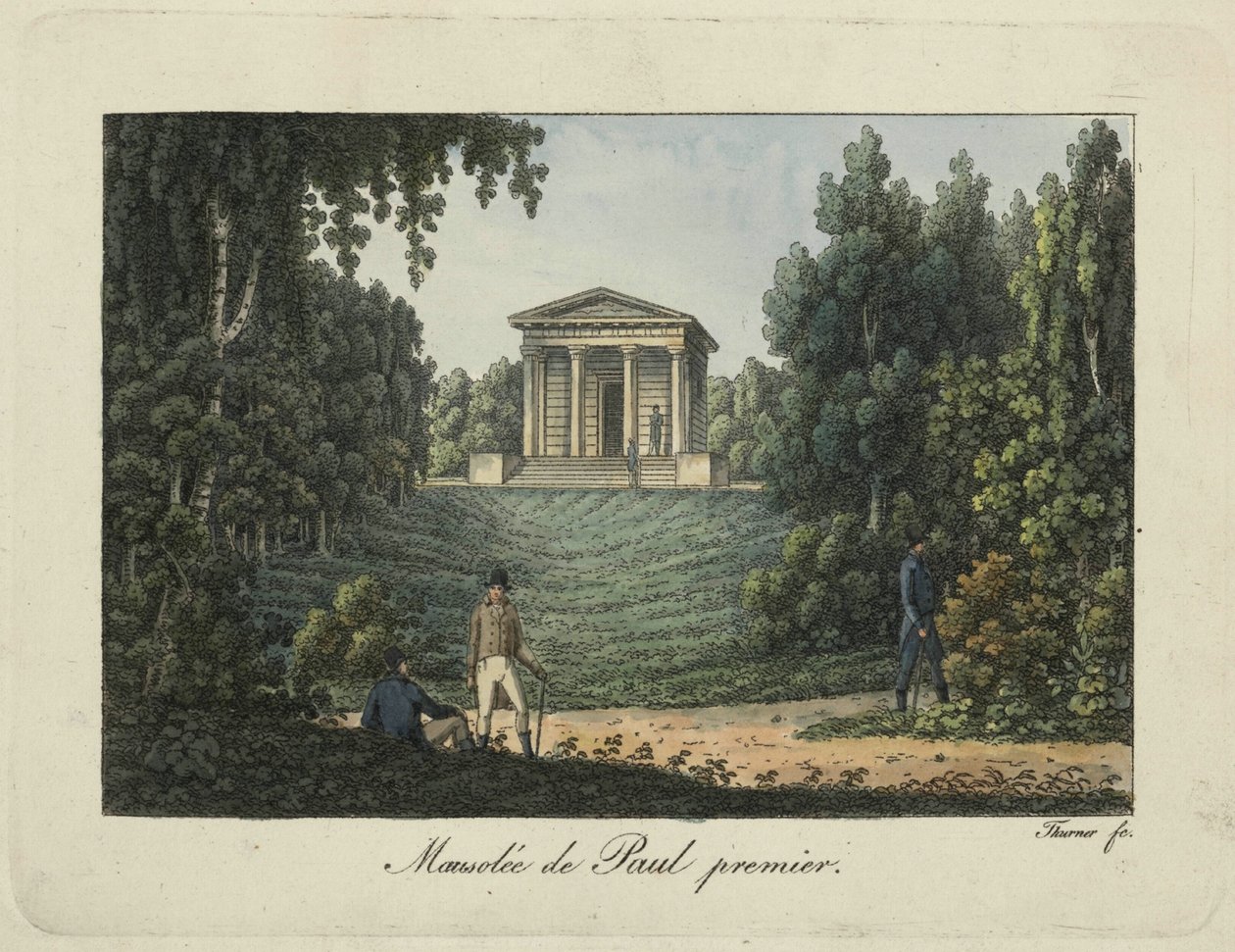 Paul I-templet eller Paul I:s mausoleum i Pavlovsk-parken, 1810-talet. av Thurner