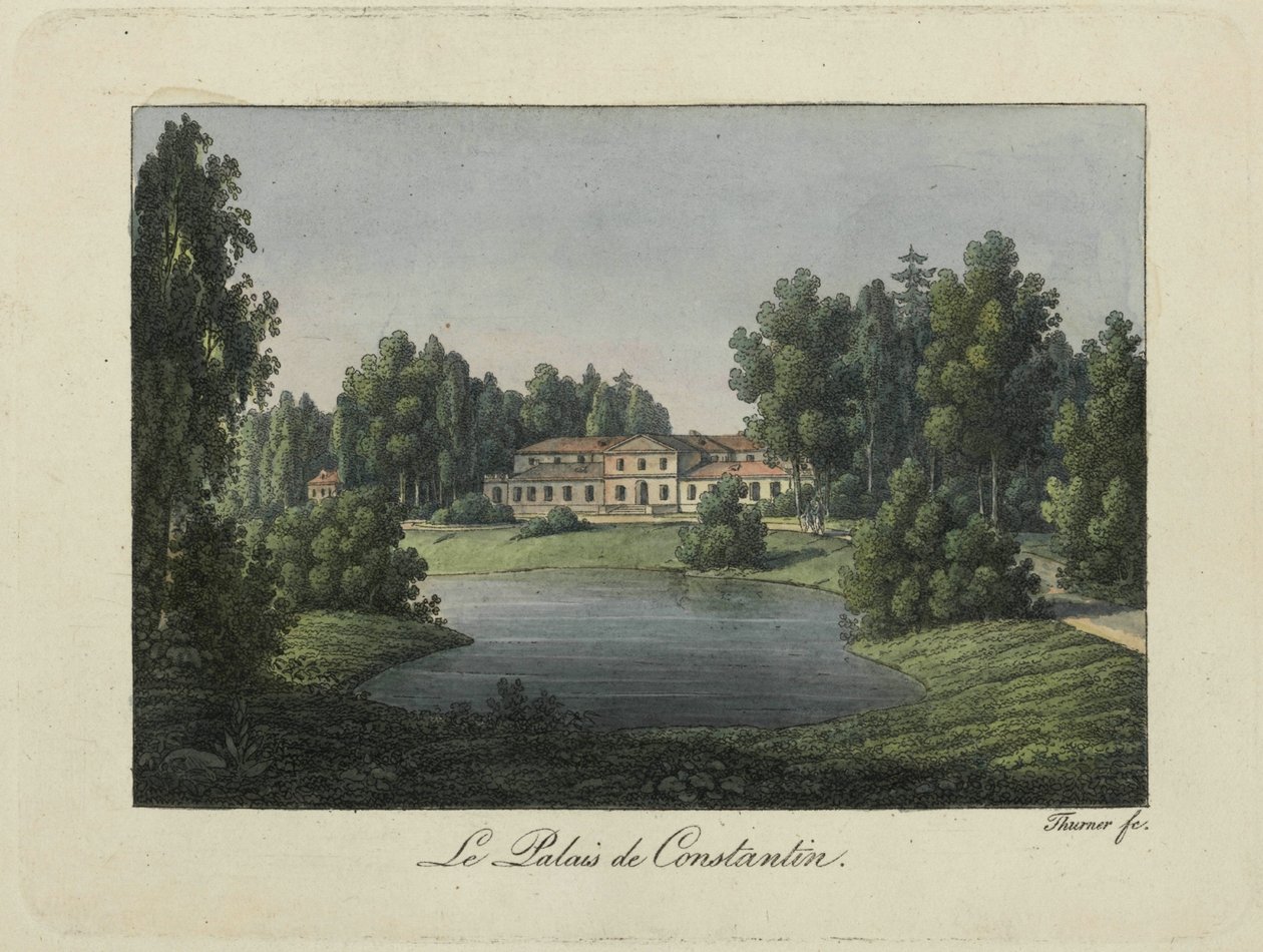 Utsikt över Konstantinpalatset i Pavlovsk, 1810-talet. av Thurner
