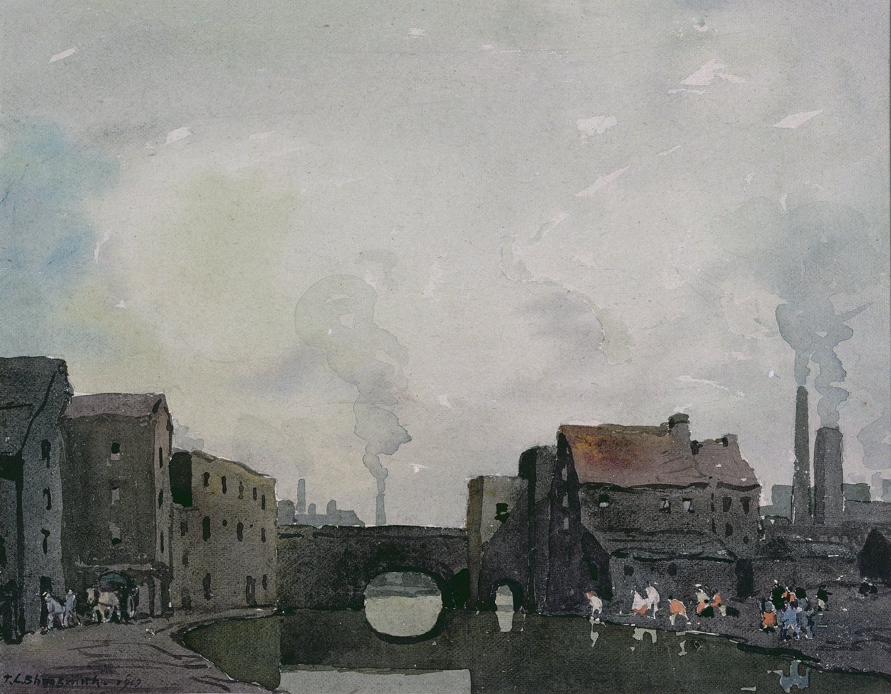 A Birmingham Canal (akvarell) av Thurston Laidlaw Shoosmith