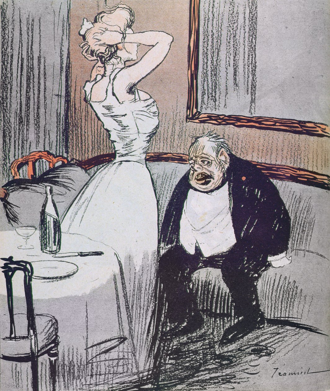 Prostituerad och en gammal man från LAssiette Au Beurre magazine, pub. 1907 av Tiamirol