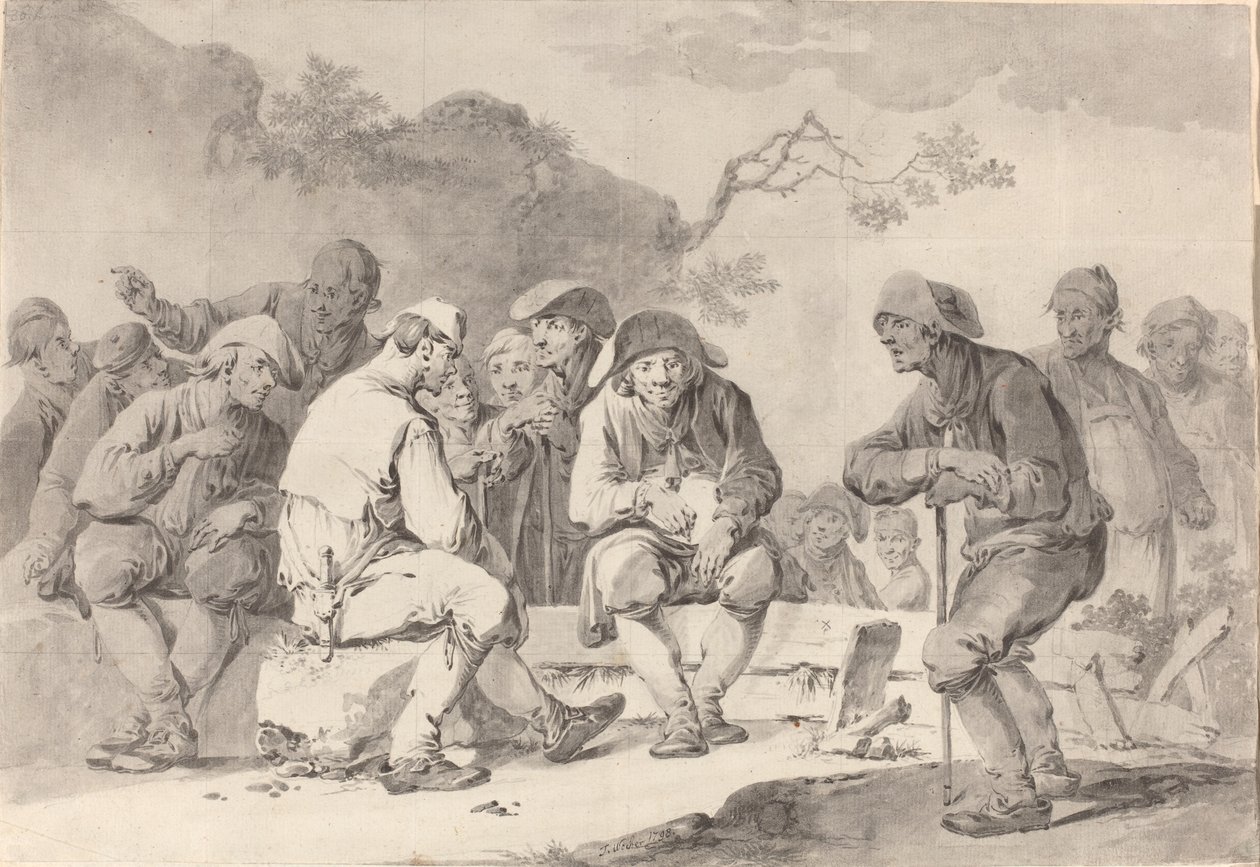 Självporträtt med lantlig veckning från Appenzell, 1798 ((grafit med grå tvätt) av Tiberius Dominikus Wocher