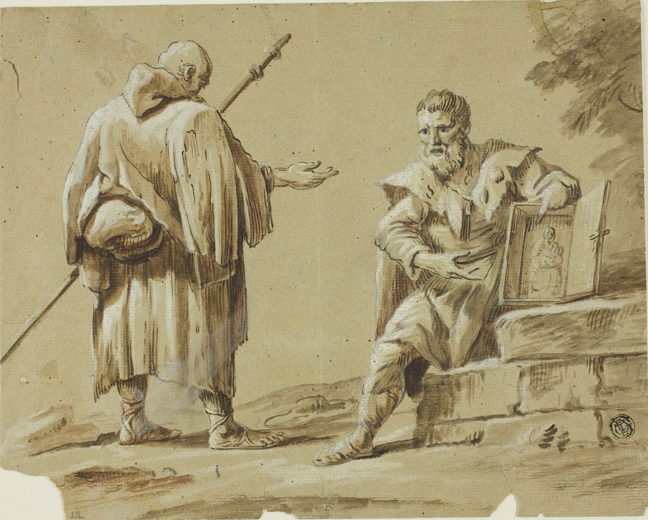 Två pilgrimer med bärbar helgedom av Tiberius Dominikus Wocher