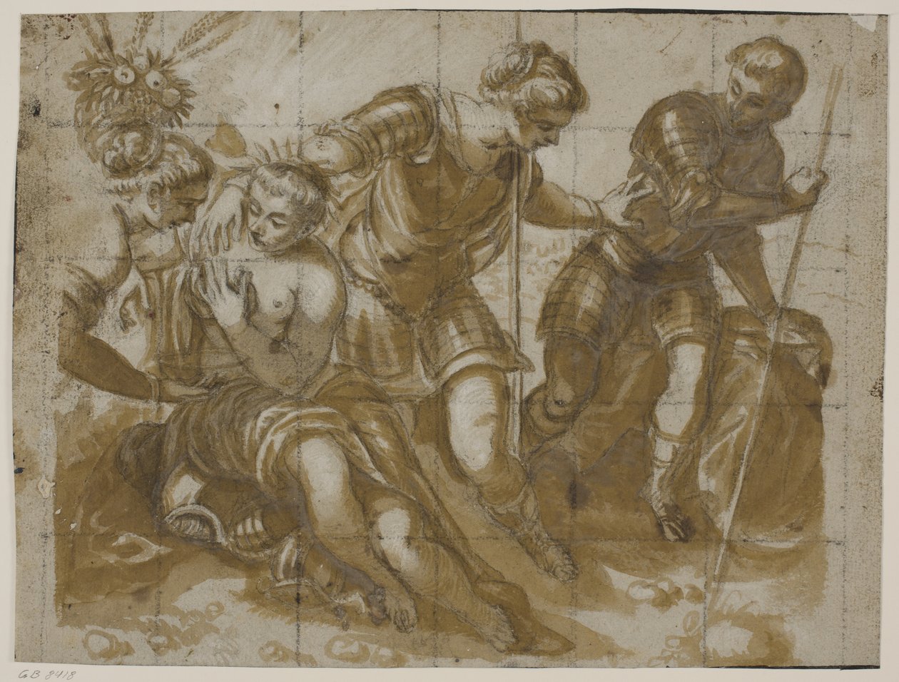 Minerva, Mars och Venus efter Jacopo Tintorettos målning i Sala dell’Anticollegio, Dogepalatset, Venedig av Tiberto Tinelli