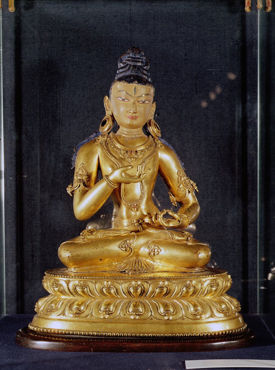 Adibuddha Vajrasattva sittande i meditation, 1400-1500-talet (förgylld brons) av Tibetan School