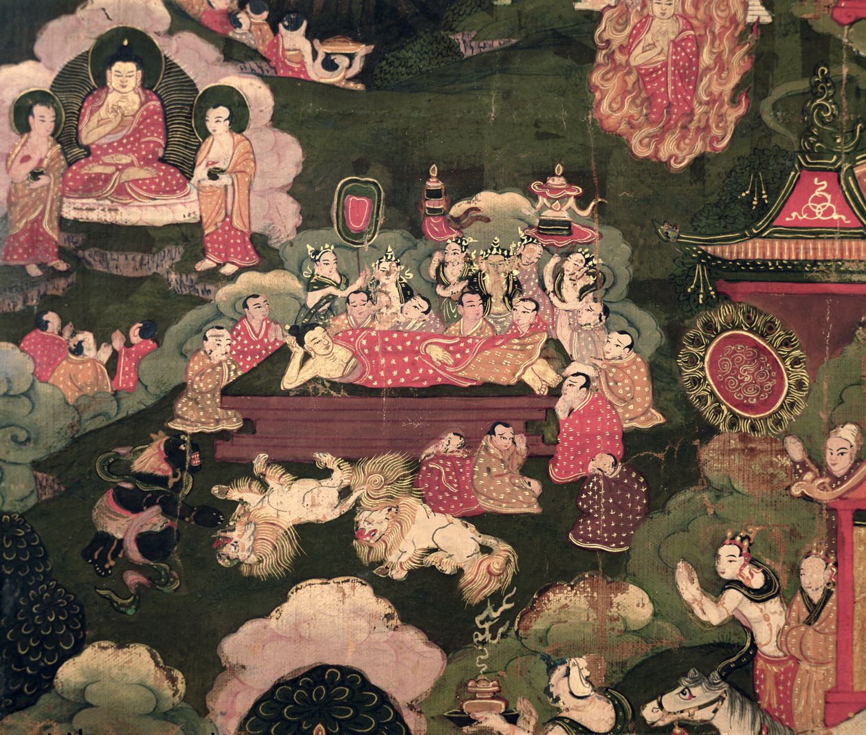 Parinirvana, från "The Life of Buddha Sakyamuni" av Tibetan School