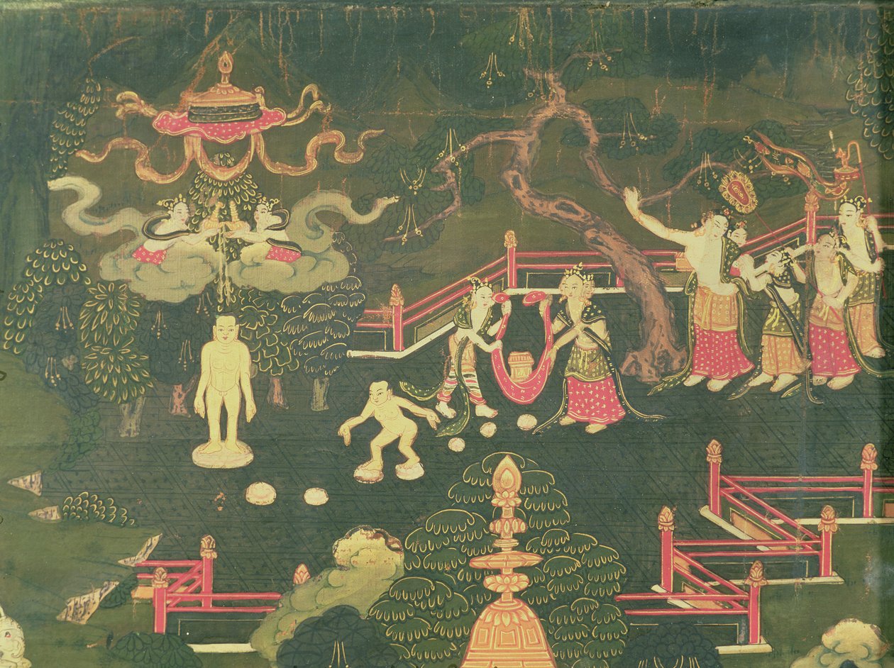 Buddha Shakyamunis liv, detalj om hans barndom av Tibetan School