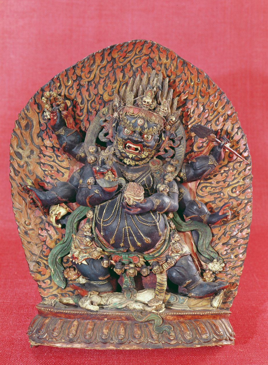 Figur av Mahakala (ebenholts, mänskligt benaska och lera) av Tibetan School