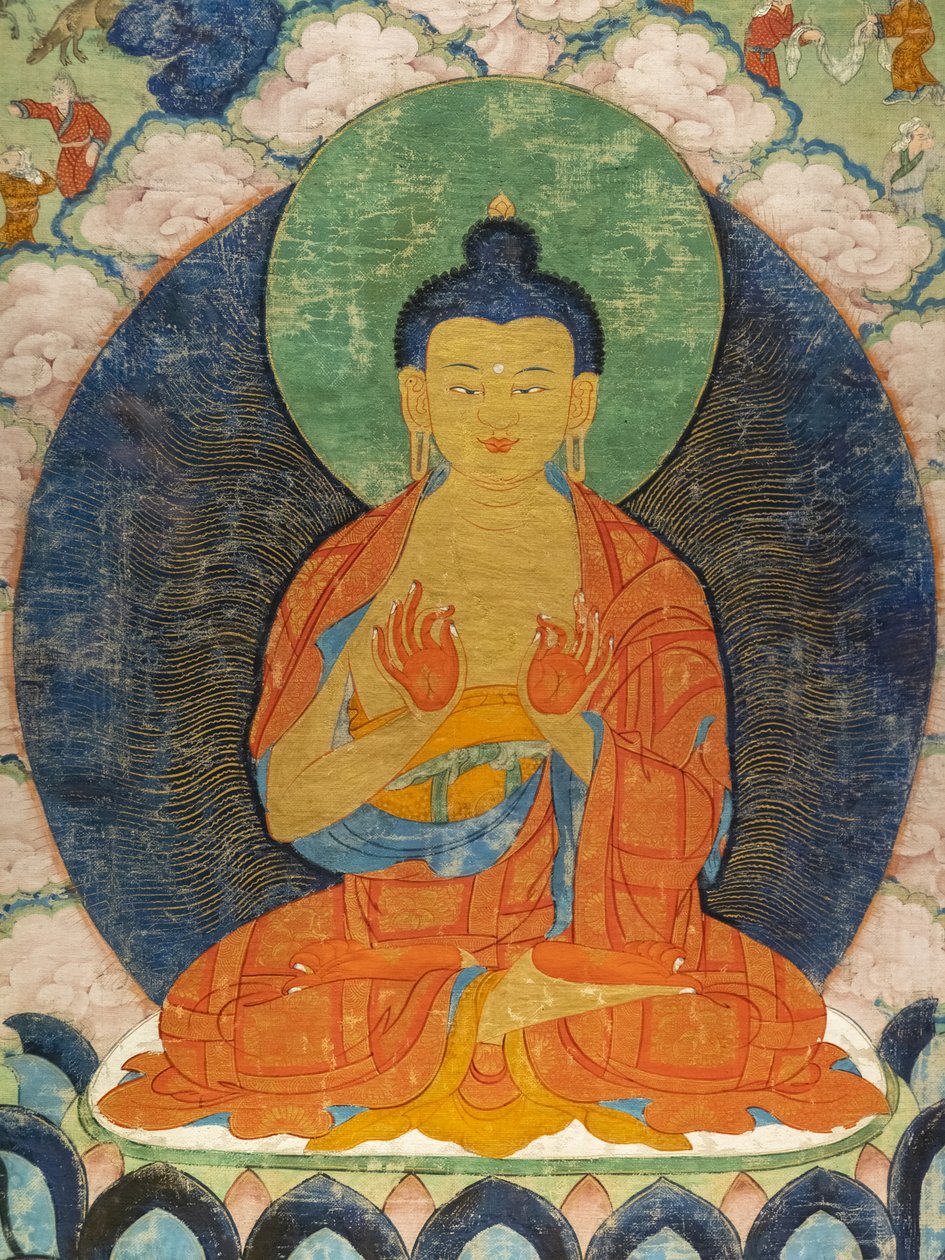 Buddha och Three Jarkata: Mahakapi, Ruru, Shabhmig av Tibetan School