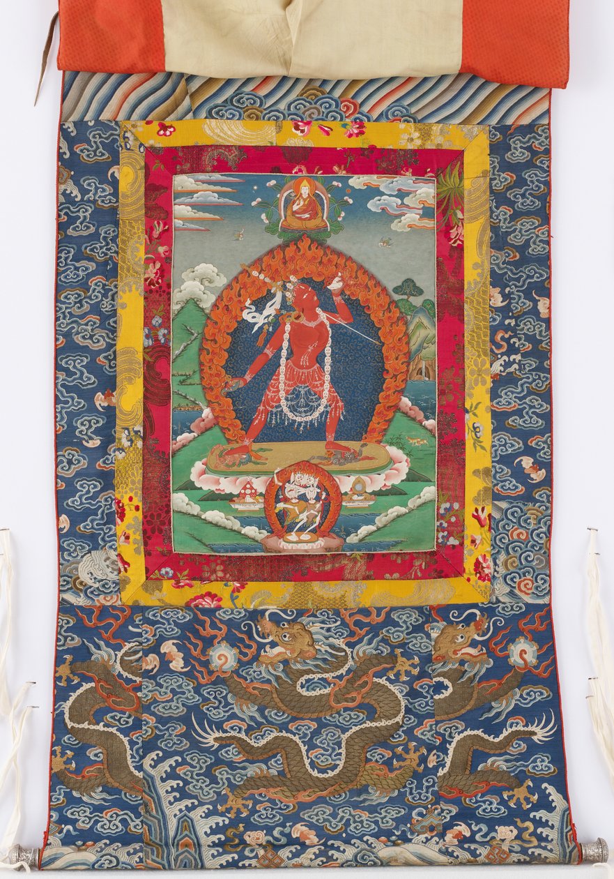 Dakini, 1800-talsmålning, 1800- och 1700-tals textilbårder av Tibetan School