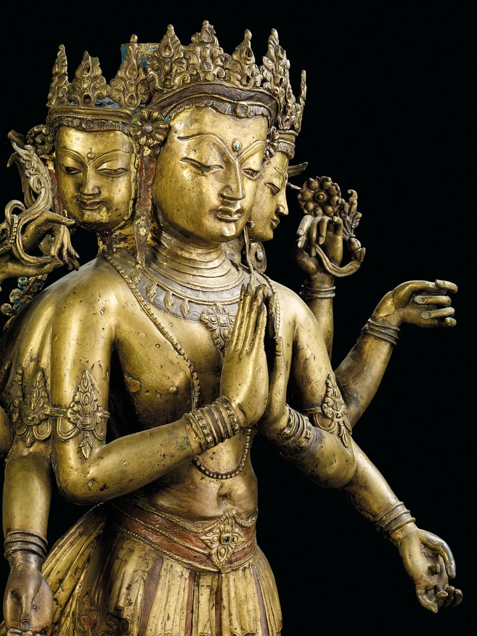 Ekadashalokeshvara statue av Tibetan School