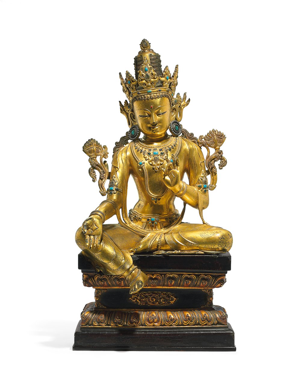 Imperialistisk figur av Avalokiteshvara (se även 474250 till 474254) (förgylld brons) av Tibetan School