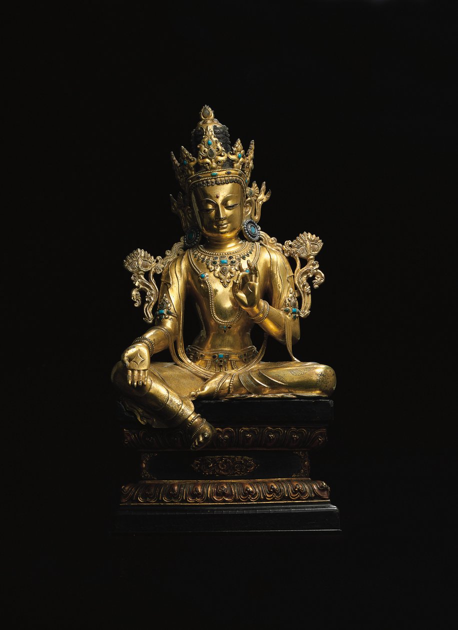 Imperialistisk figur av Avalokiteshvara (se även 474250 till 474254) (förgylld brons) av Tibetan School