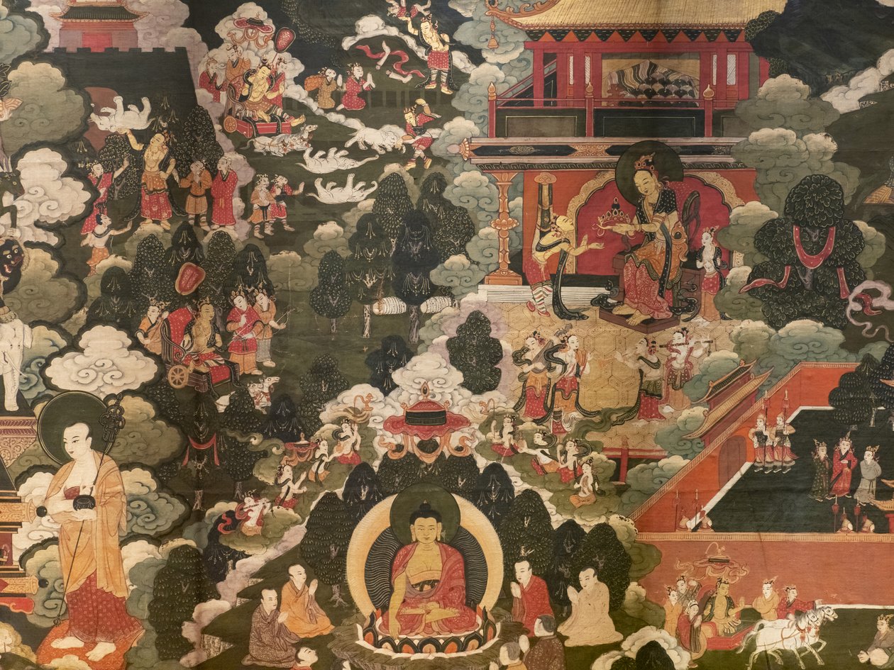 Scener av Buddha Shakyamunis liv av Tibetan School