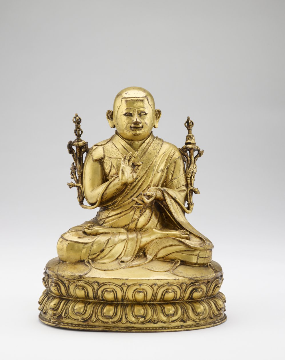Shalu Lama Rinchen Khyenrab Chokdrub Palzangpo, c.1600 (förgylld kopparlegering, med spår av pigment) av Tibetan School