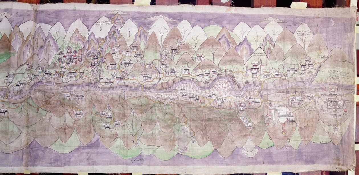 Månänden av Tsari rongkor (målat tyg) av Tibetan School