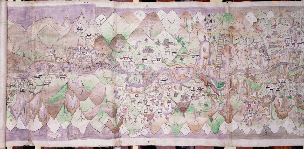 Mittsektionen av Tsari rongkor (målat tyg) av Tibetan School