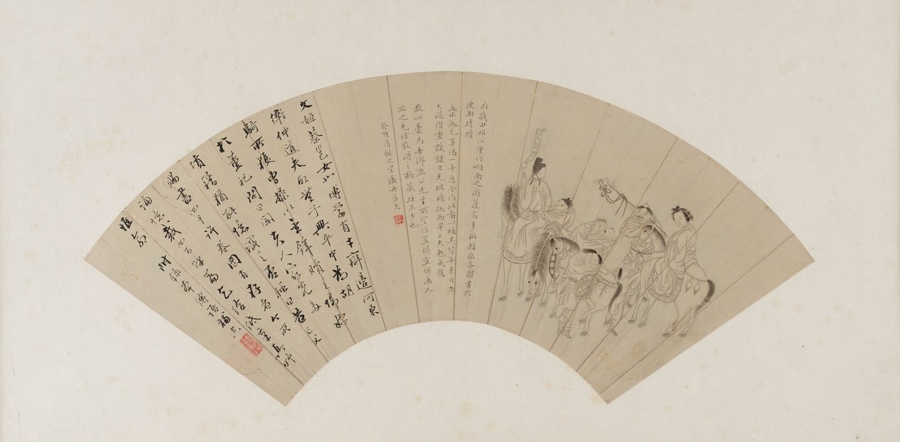 Cai Wenji återvänder till Kina, Qing-dynastin, troligen 1813 (bläck på papper) av Tiezhou
