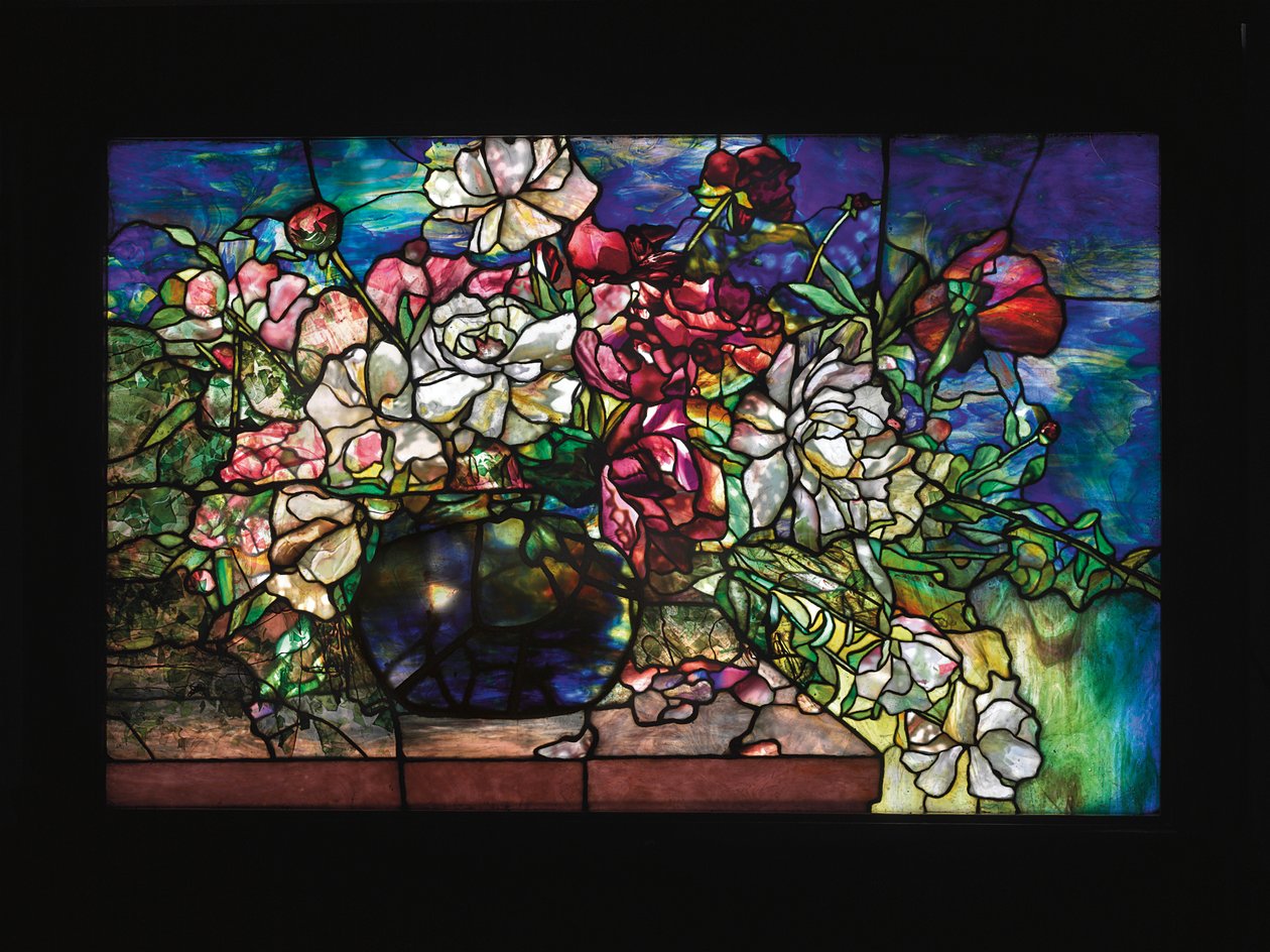 Ett "Pion"-fönster från Darius Goff House, Pawtucket, Rhode Island, ca 1893 av Tiffany Studios