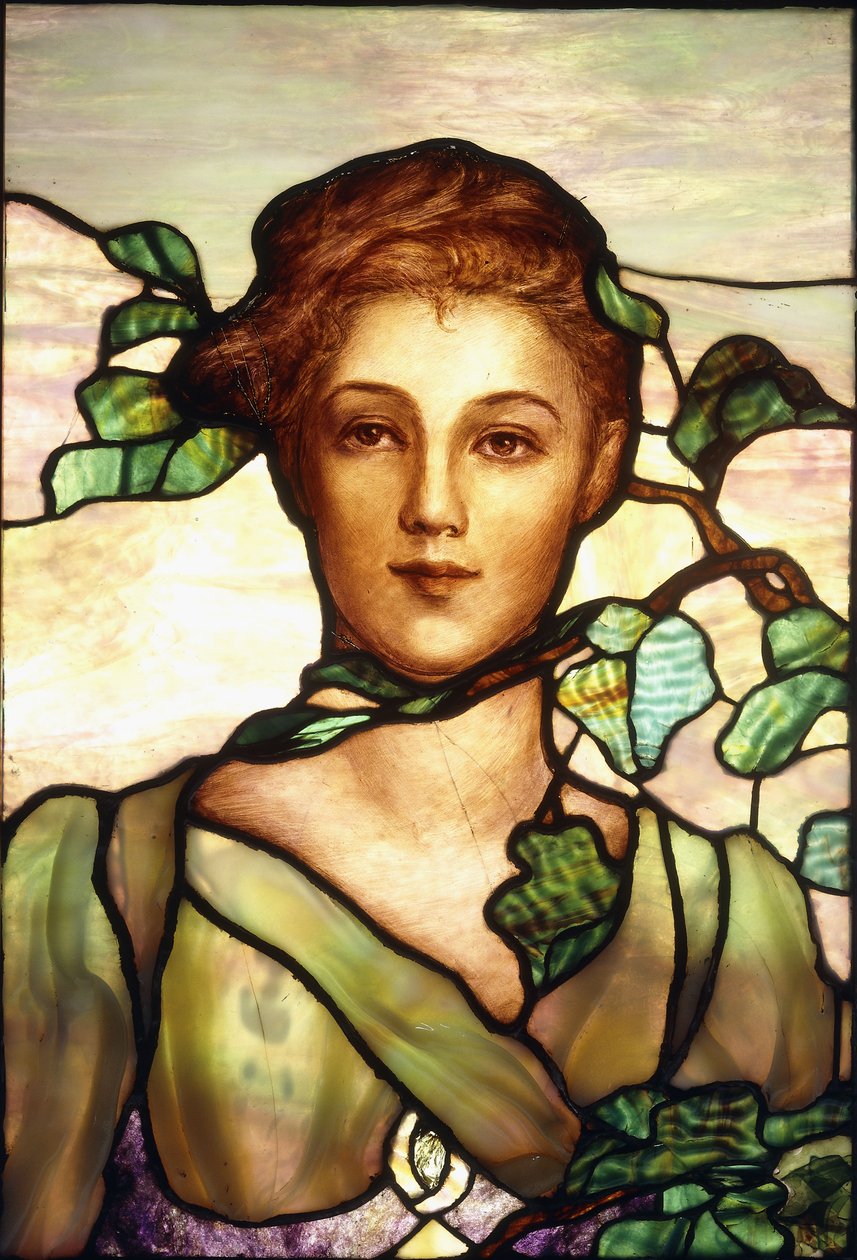 Ett porträttfönster i blyat glas, ca 1900 av Tiffany Studios