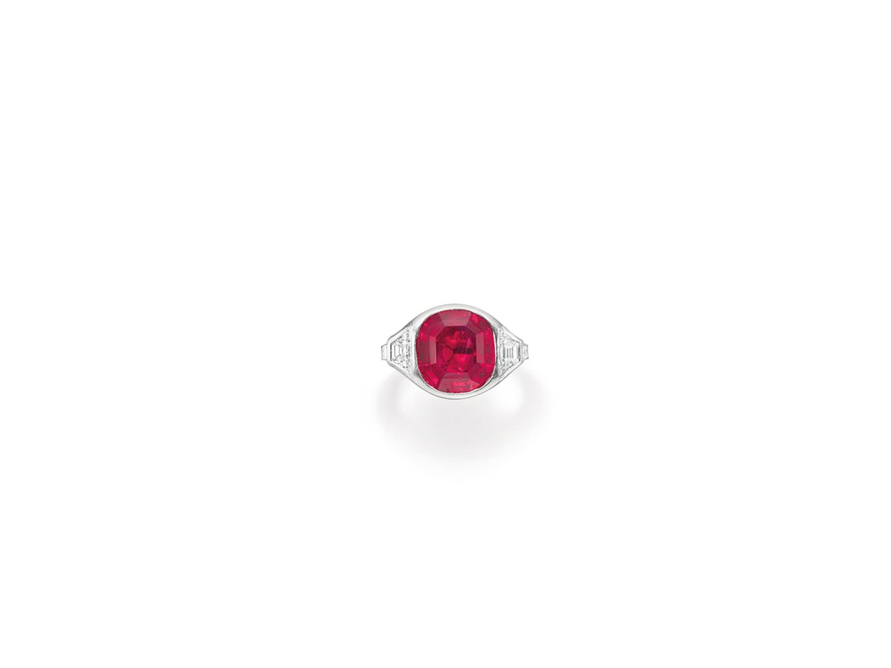 Art Deco-ring, ca 1930 (ruby, diamanter och platina) av Tiffany and Company