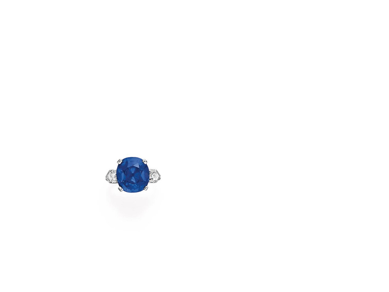 Ring (safir, diamanter och platina) av Tiffany and Company