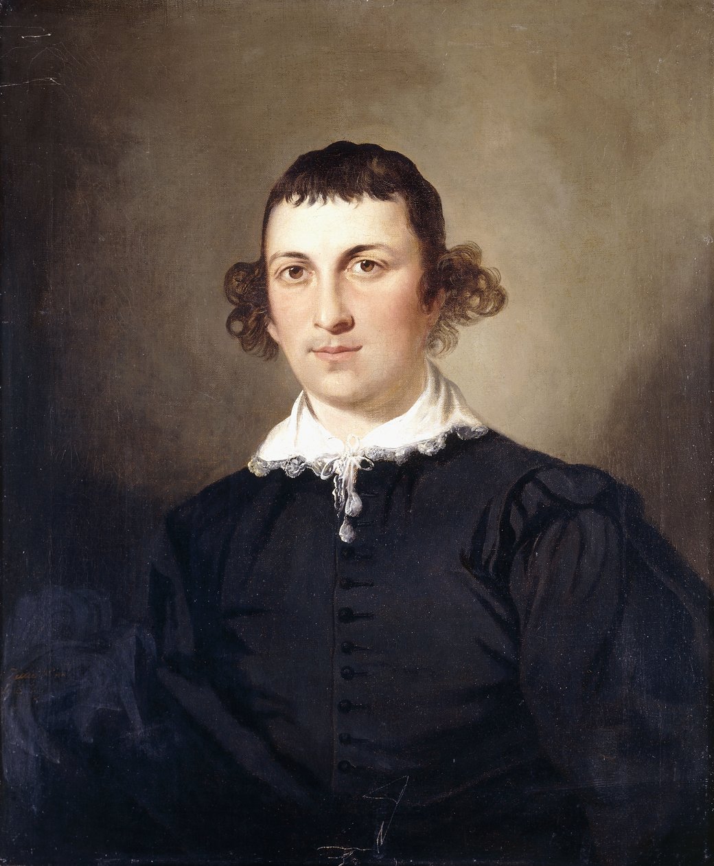 Porträtt av en gentleman, förmodligen Mr. Lyte, i Black Van Dyke-dräkt, 1769 av Tilly Kettle