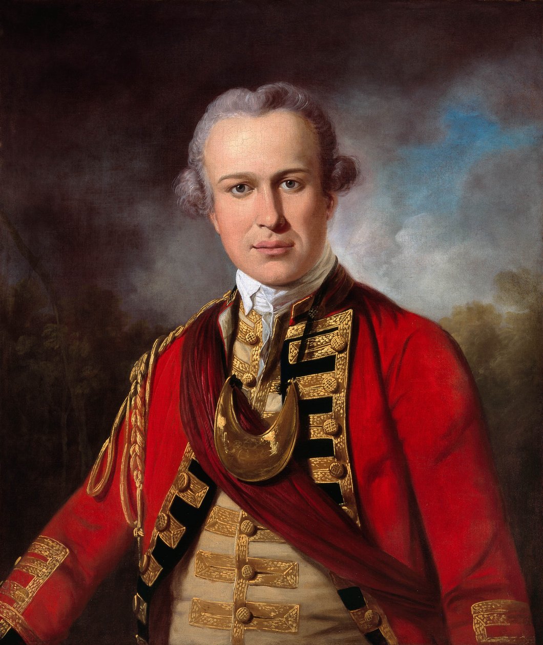 Oidentifierad officer vid ett kungligt regemente av fot, ca 1760 (olja på duk) av Tilly Kettle