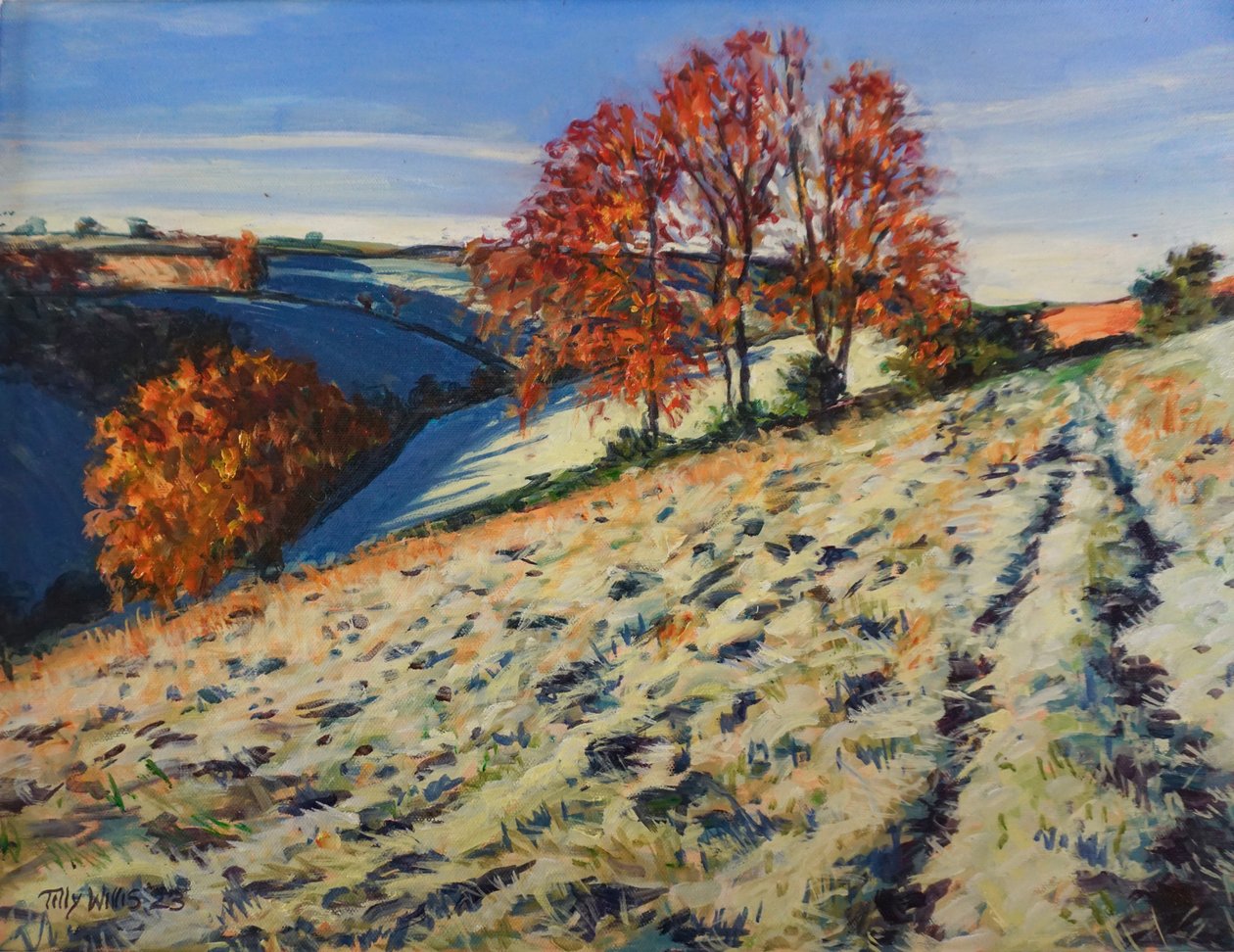 Autumn Frost, 2023 (olja på pannå) av Tilly Willis