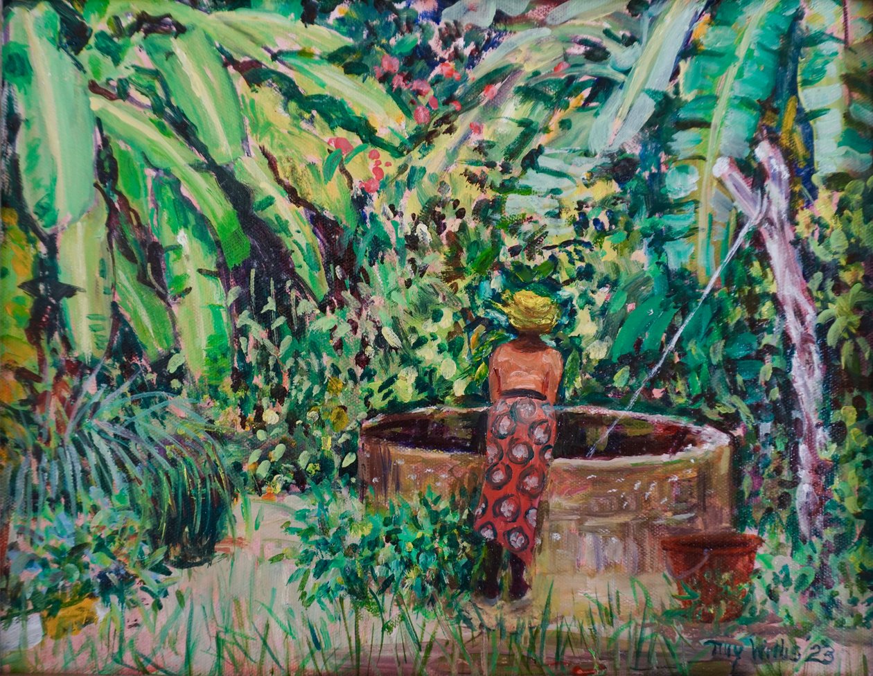 Banana by the Well, 2023 (olja på pannå) av Tilly Willis