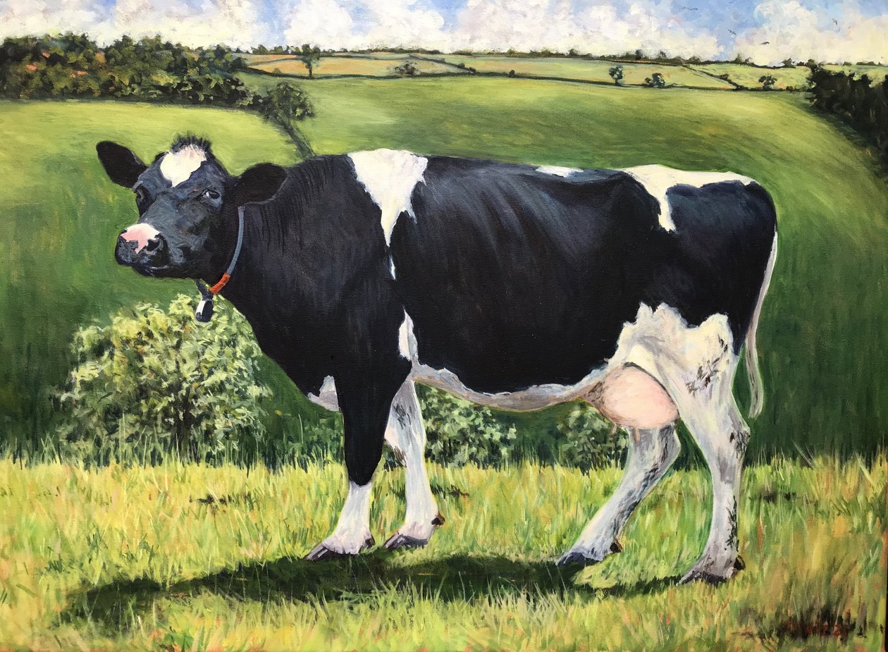 Cow 2021 (olja på duk) av Tilly Willis