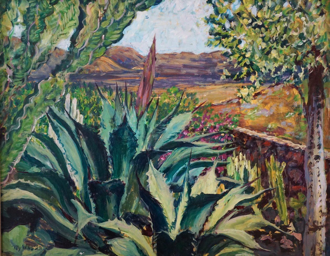 Lanzarote Landscape, 2023 (olja på pannå) av Tilly Willis