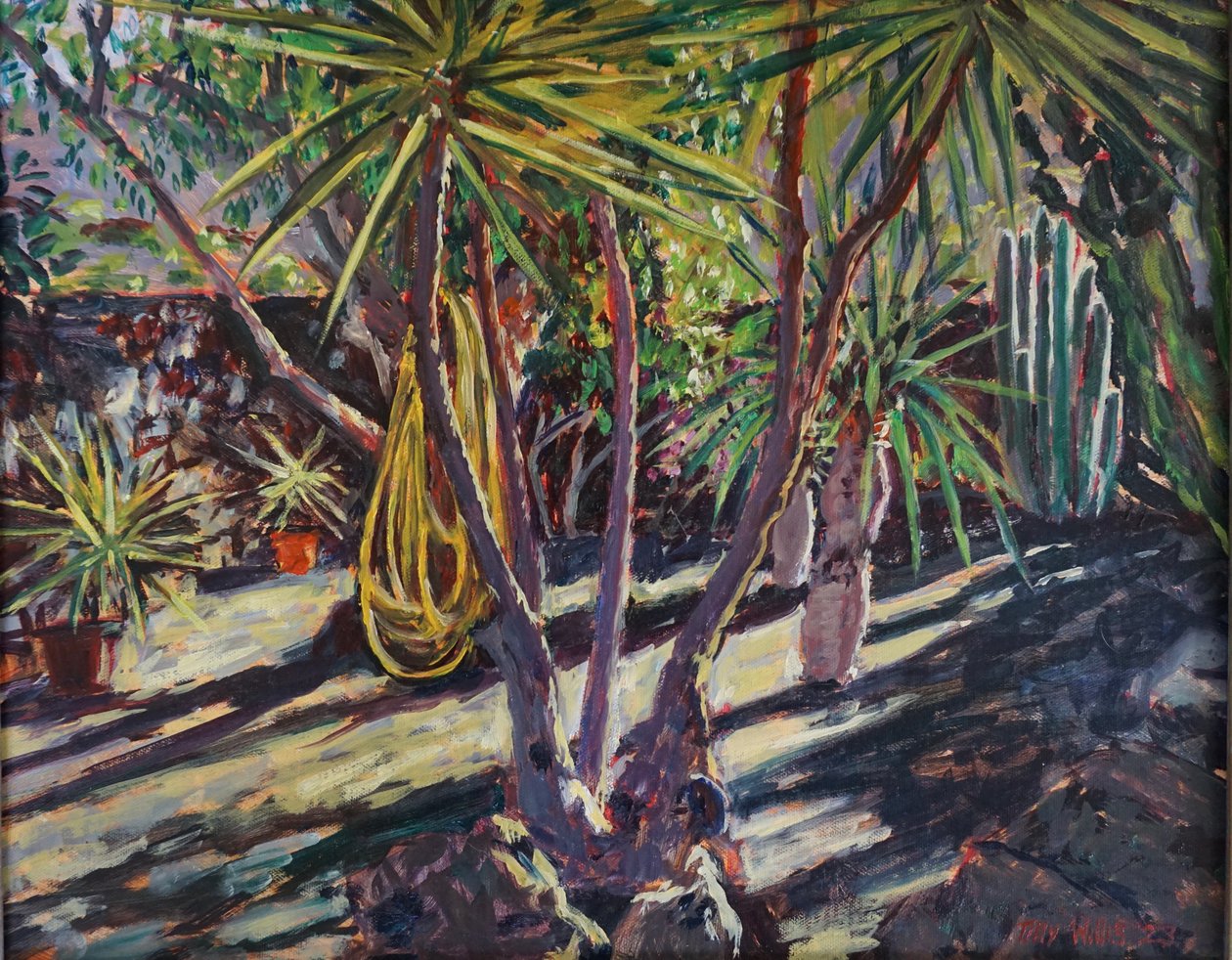 Spanish Cactus Garden, 2023 (olja på pannå) av Tilly Willis