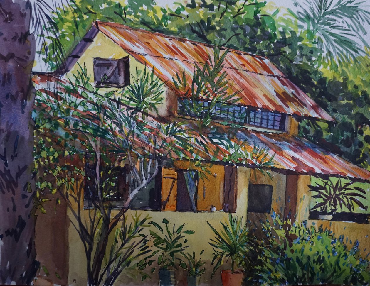 The Rusty Roof 2021 (olja) av Tilly Willis