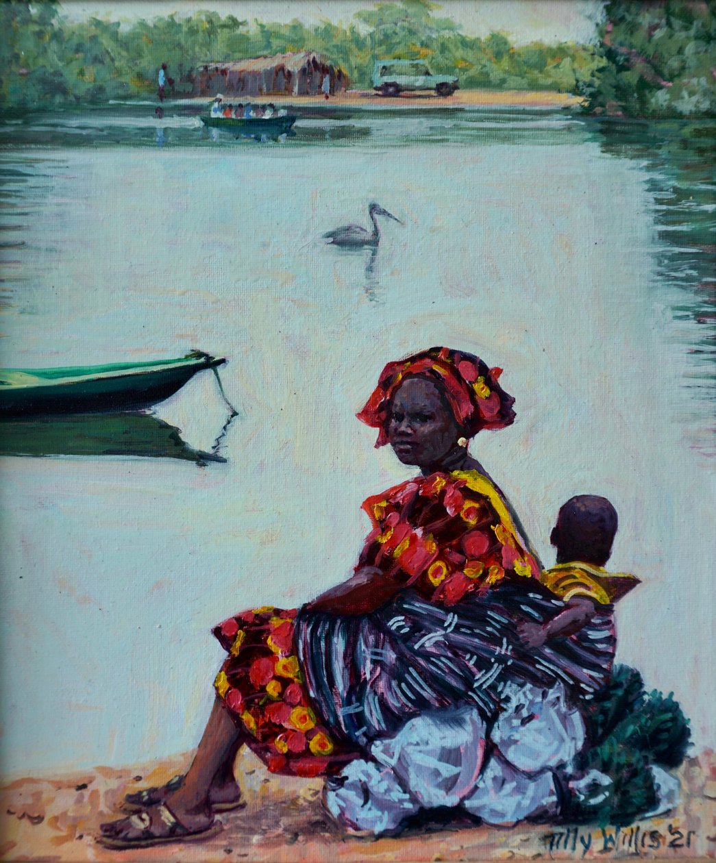 Waiting for the Ferry, 2023 (olja på duk) av Tilly Willis